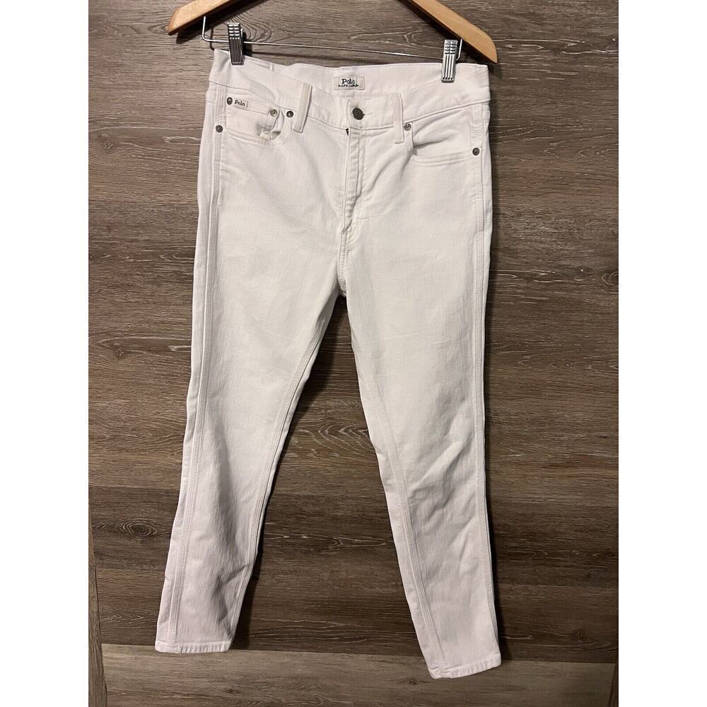 Polo Jeans Ralph Lauren Jeans Skinny Pants Womens Sz 30 White Khaki Denim - Picture 1 of 10